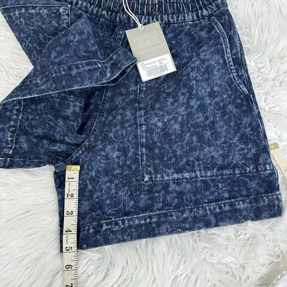 Everlane Women's NWT Dark Blue Painterly‎ Strokes The Denim Utility Shorts S/W28 - Picture 11 of 12